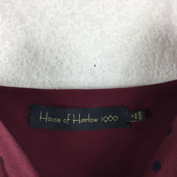 House Of Harlow 1960 x REVOLVE Ira Burgundy Polka Dot Satin Slip Dress Medium - Picture 5 of 15
